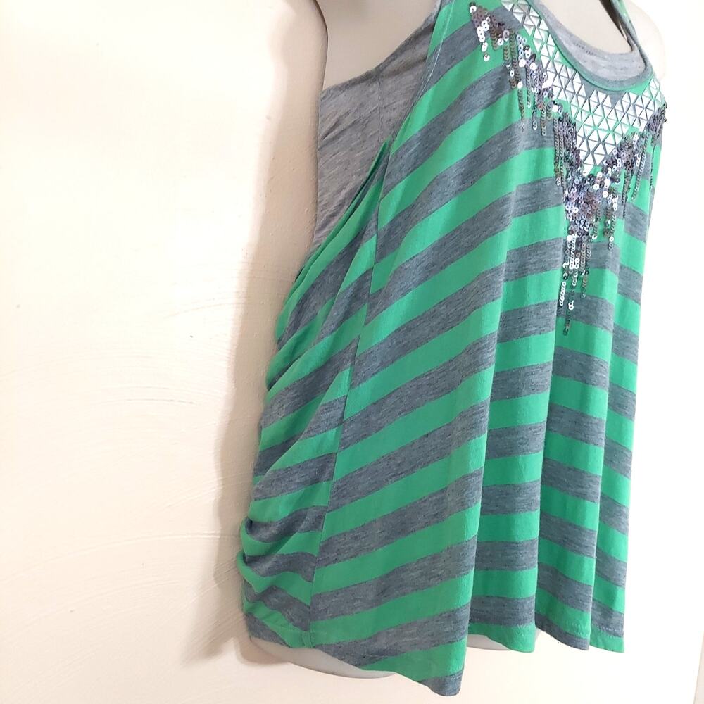 Miss Me Women's Layered Multicolor Striped Embellished Sequined Tank Top - Picture 5 of 7